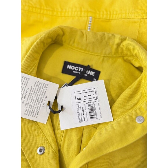 NWT Nocturne Womens Jacket Yellow Button Up Oversized Embellished Long Sleeve XS - Picture 10 of 11